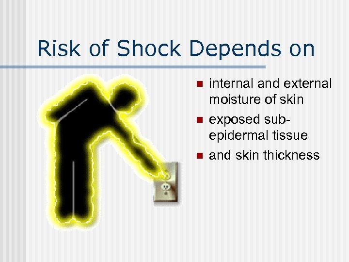 Risk of Shock Depends on n internal and external moisture of skin exposed subepidermal