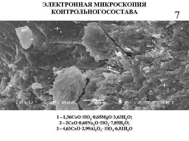ЭЛЕКТРОННАЯ МИКРОСКОПИЯ КОНТРОЛЬНОГОСОСТАВА 1 - 1, 36 Ca. O·Si. O 2· 0, 65 Mg.