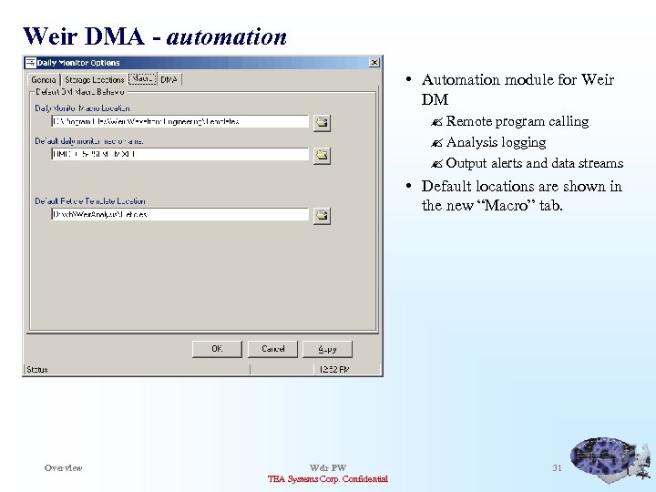 Weir DMA - automation • Automation module for Weir DM ? Remote program calling