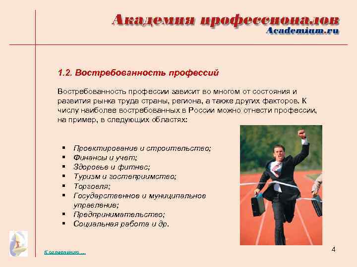 1. 2. Востребованность профессий Востребованность профессии зависит во многом от состояния и развития рынка