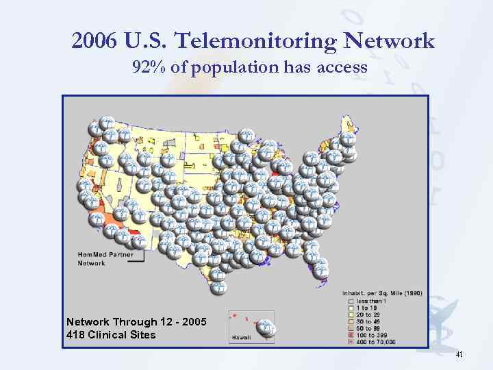 2006 U. S. Telemonitoring Network 92% of population has access Network Through 12 -