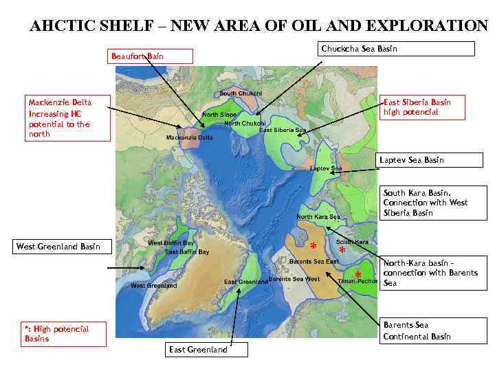 AHCTIC SHELF – NEW AREA OF OIL AND EXPLORATION Chuckcha Sea Basin Beaufort Bain