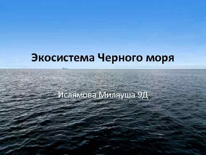 Экосистема Черного моря Ислямова Миляуша 9 Д 