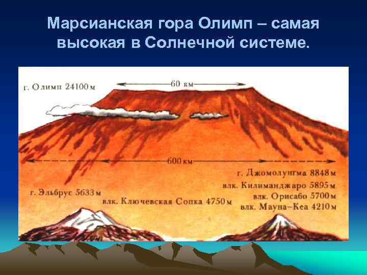Марсианская гора Олимп – самая высокая в Солнечной системе. 