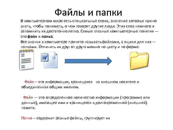 Файлы и папки презентация