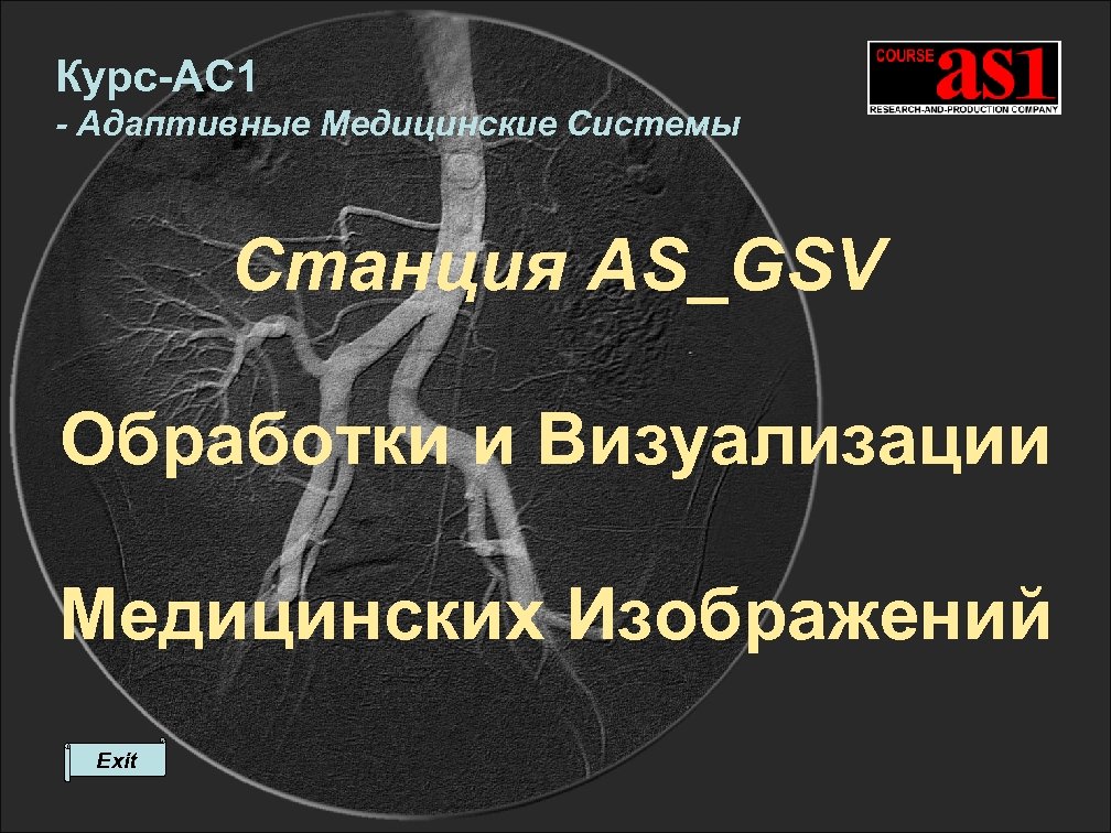 Курс-АС 1 - Адаптивные Медицинские Системы Станция AS_GSV Обработки и Визуализации Медицинских Изображений Exit