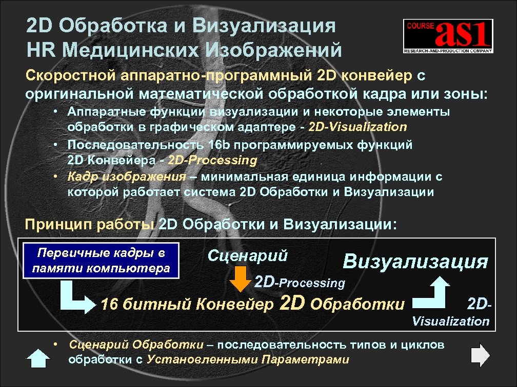 2 D Обработка и Визуализация HR Медицинских Изображений Скоростной аппаратно-программный 2 D конвейер с