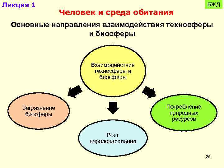 Лекция 1 Человек и среда обитания БЖД Основные направления взаимодействия техносферы и биосферы Взаимодействие