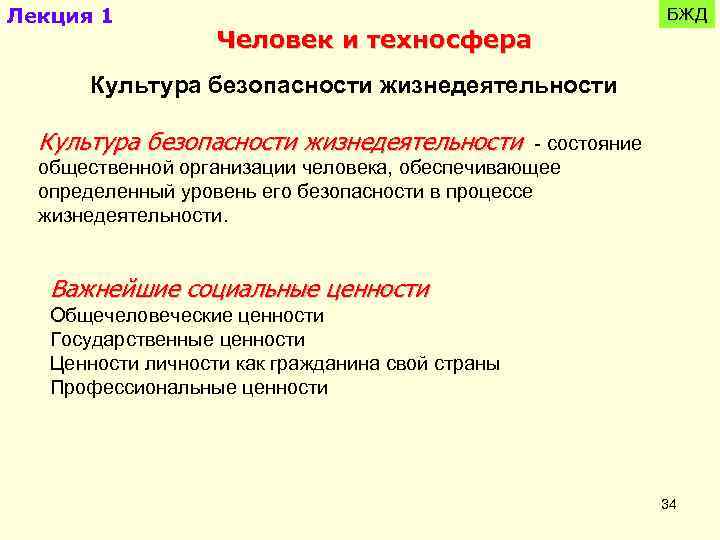 Лекция 1 Человек и техносфера БЖД Культура безопасности жизнедеятельности - состояние общественной организации человека,