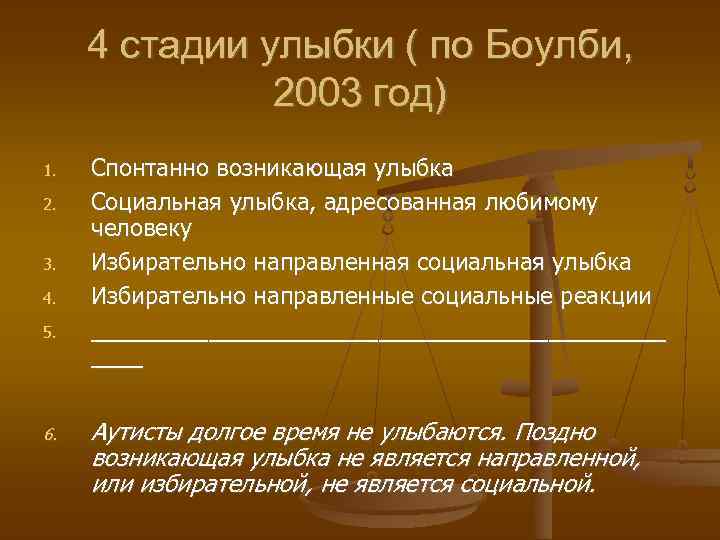 4 стадии улыбки ( по Боулби, 2003 год) 1. 2. 3. 4. 5. 6.