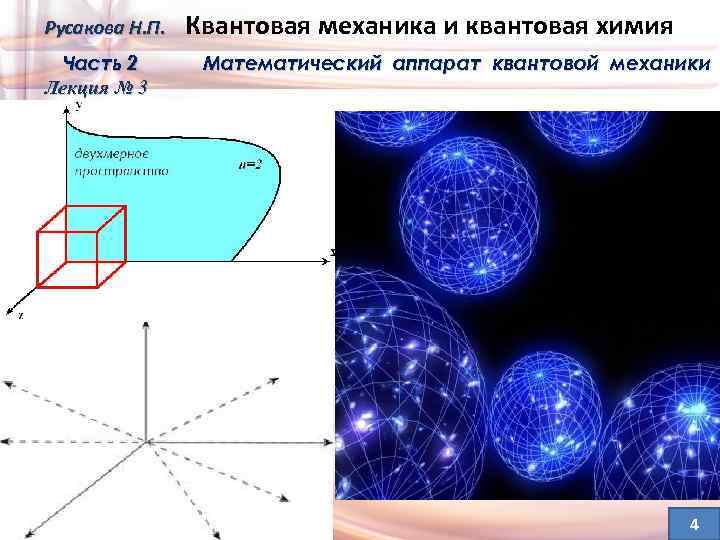 Русакова Н. П. Часть 2 Лекция № 3 Квантовая механика и квантовая химия Математический