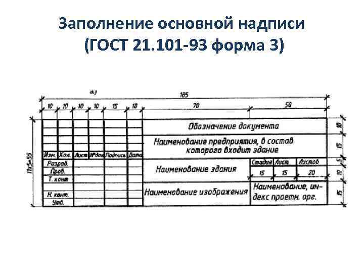 Заполненный штамп чертежа