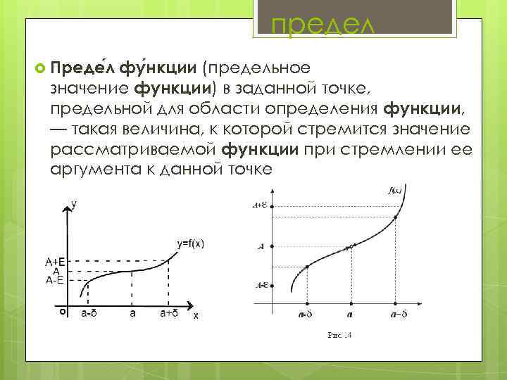предел Преде л фу нкции (предельное значение функции) в заданной точке, предельной для области
