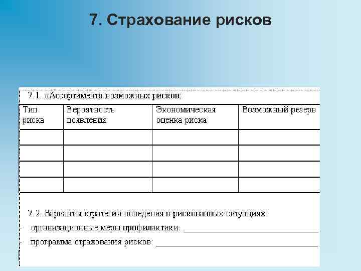 7. Страхование рисков 