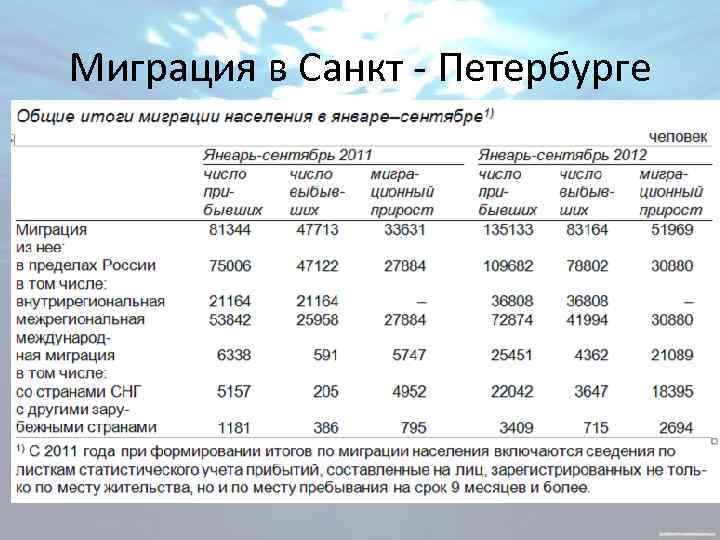 Миграция в Санкт - Петербурге 