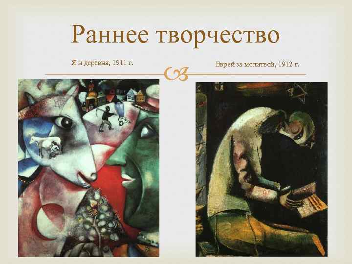 Раннее творчество Я и деревня, 1911 г. Еврей за молитвой, 1912 г. 