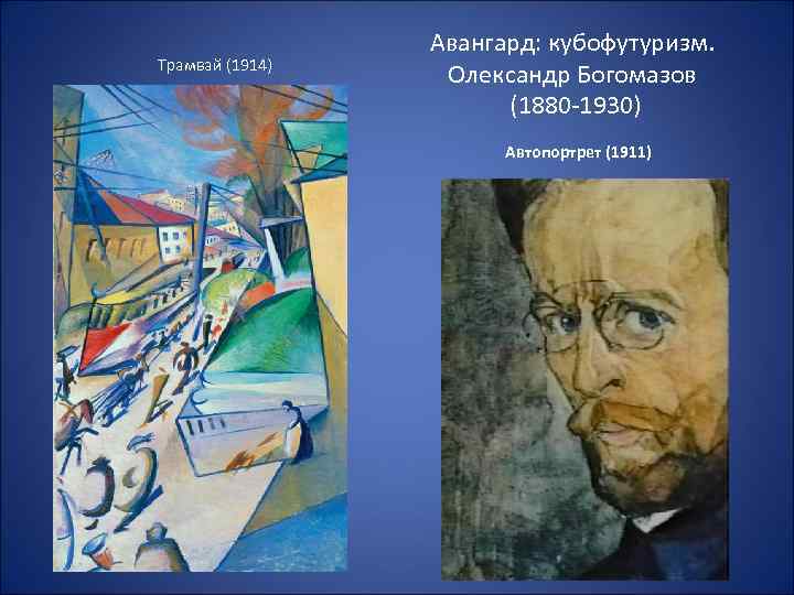 Трамвай (1914) Авангард: кубофутуризм. Олександр Богомазов (1880 -1930) Автопортрет (1911) 