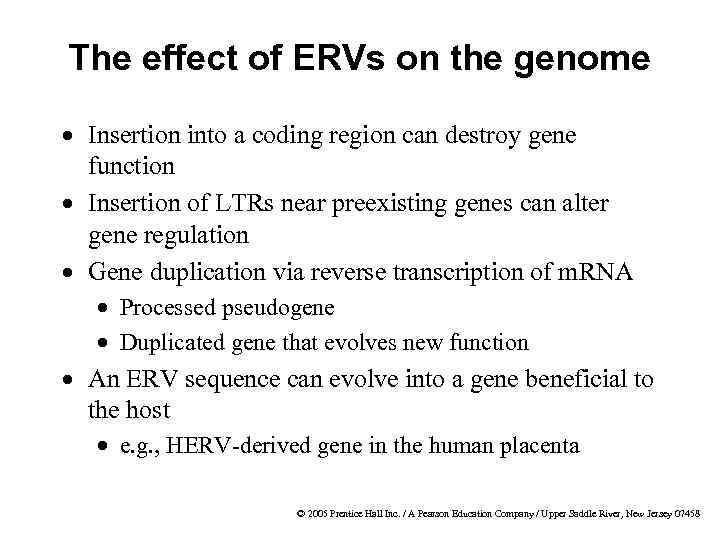 The effect of ERVs on the genome · Insertion into a coding region can
