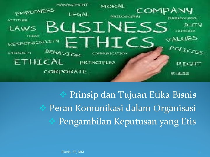 v Prinsip dan Tujuan Etika Bisnis v Peran Komunikasi dalam Organisasi v Pengambilan Keputusan