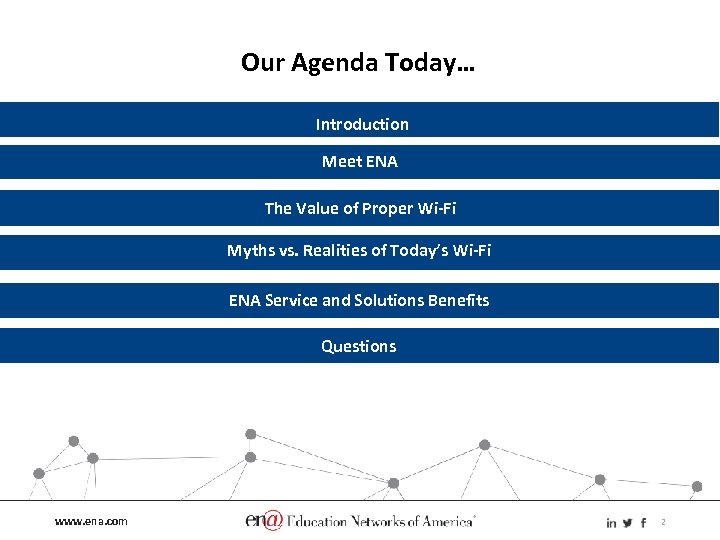Our Agenda Today… Introduction Meet ENA The Value of Proper Wi-Fi Myths vs. Realities