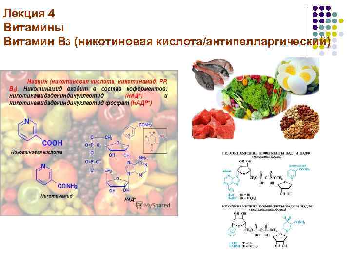 Лекция 4 Витамины Витамин B 3 (никотиновая кислота/антипелларгический) 