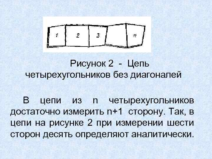 Рисунок 2 Цепь четырехугольников без диагоналей В цепи из n четырехугольников достаточно измерить n+1