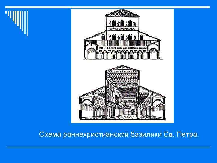 o Схема раннехристианской базилики Св. Петра. 