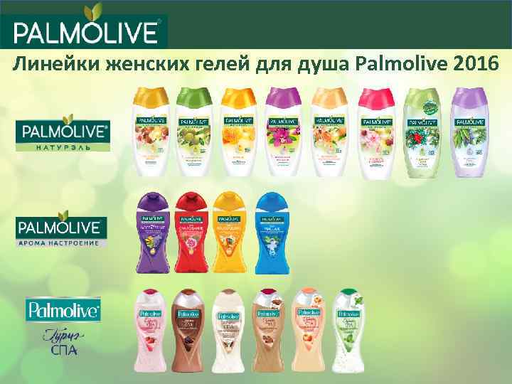 Линейки женских гелей для душа Palmolive 2016 