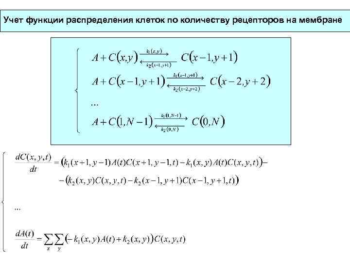 Учет функции распределения клеток по количеству рецепторов на мембране 