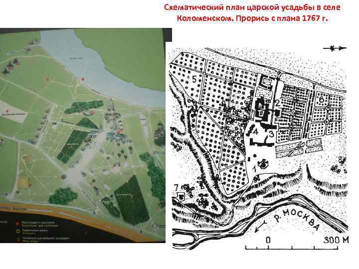 Схематический план царской усадьбы в селе Коломенском. Прорись с плана 1767 г. 