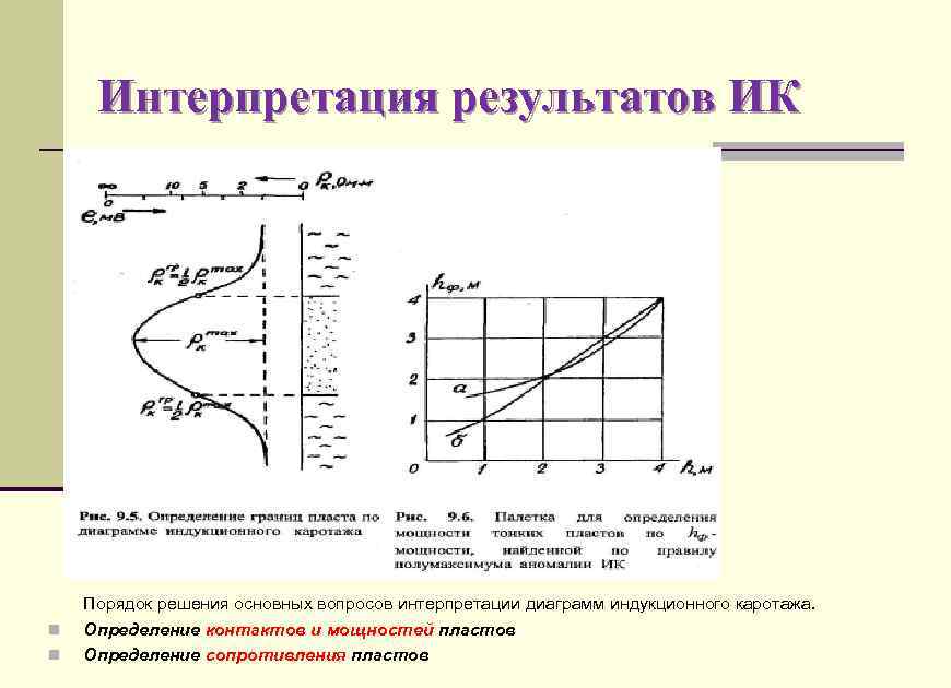 Интерпретация результатов ИК n n Порядок решения основных вопросов интерпретации диаграмм индукционного каротажа. Определение