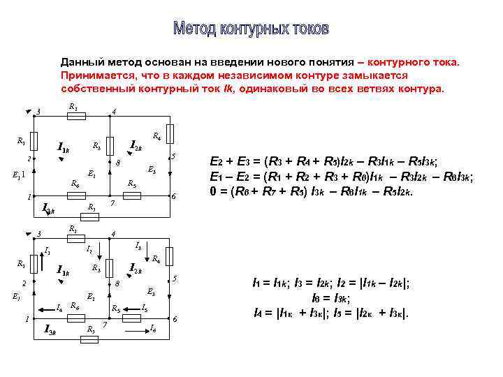 Данный метод основан на введении нового понятия – контурного тока. Принимается, что в каждом