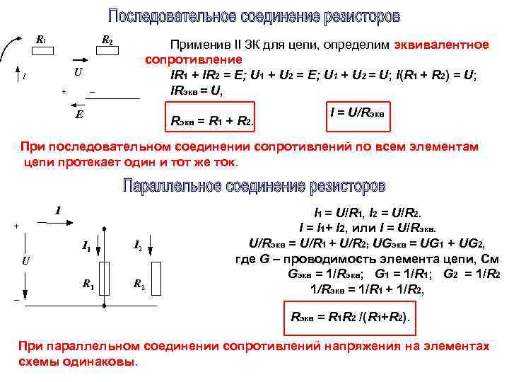 R 1 R 2 Применив II ЗК для цепи, определим эквивалентное сопротивление IR 1
