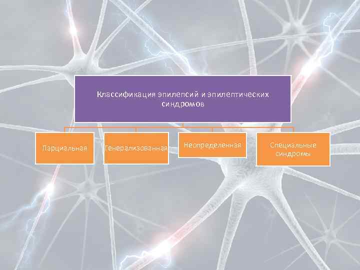 Классификация эпилепсий и эпилептических синдромов Парциальная Генерализованная Неопределенная Специальные синдромы 