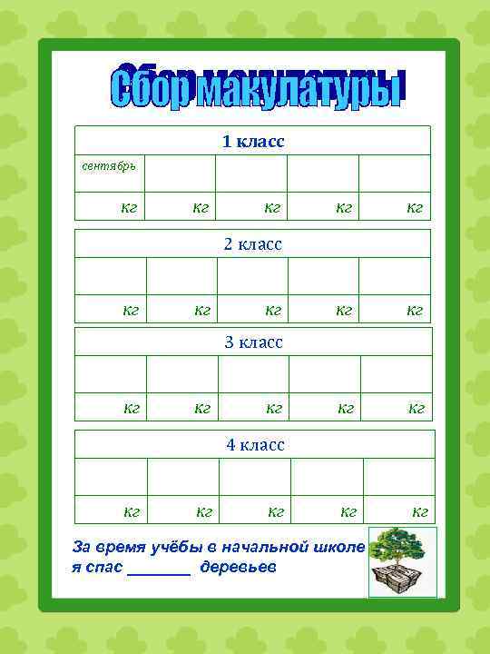 1 класс сентябрь кг кг кг 2 класс кг кг кг 3 класс кг