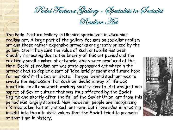 Podol Fortuna Gallery - Specialists in Socialist Realism Art The Podol Fortuna Gallery in