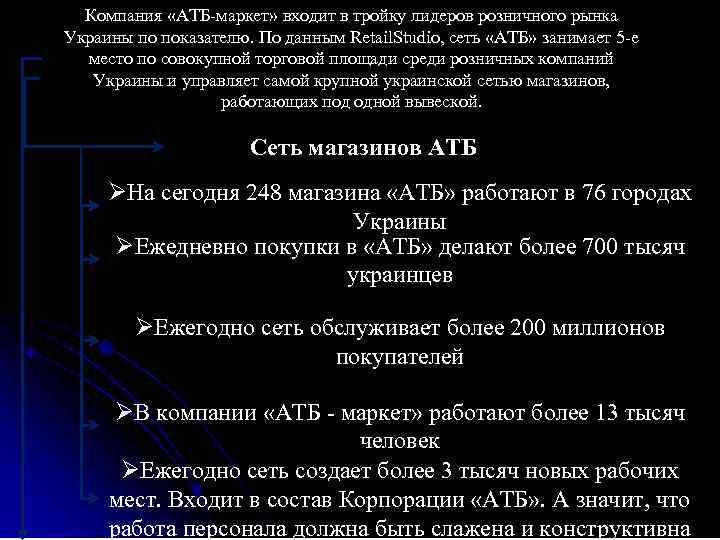 Компания «АТБ-маркет» входит в тройку лидеров розничного рынка Украины по показателю. По данным Retail.