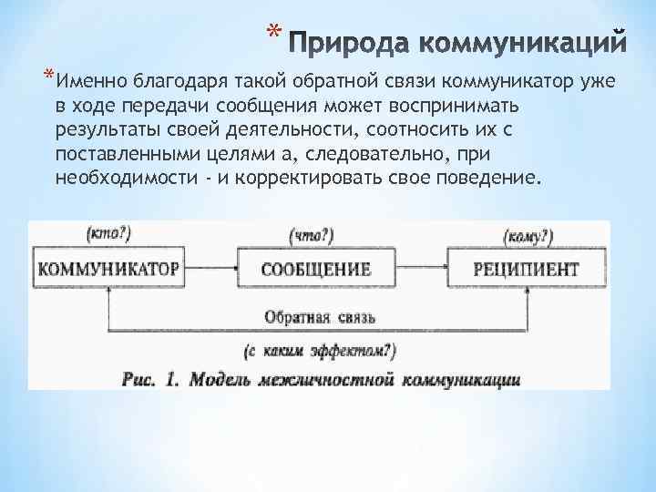 * *Именно благодаря такой обратной связи коммуникатор уже в ходе передачи сообщения может воспринимать