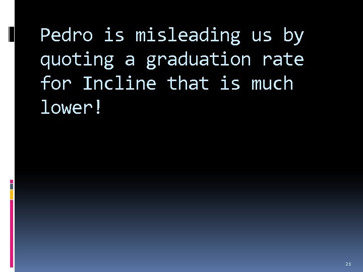 Pedro is misleading us by quoting a graduation rate for Incline that is much