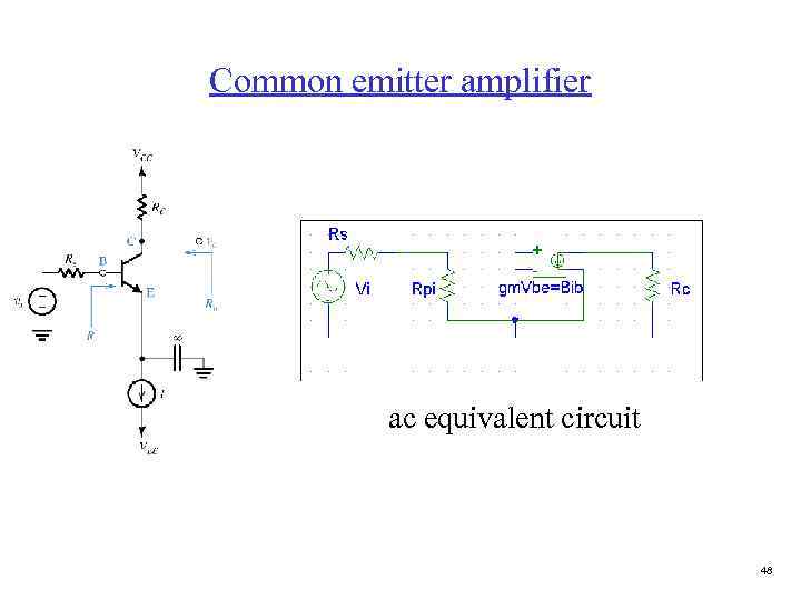 Common emitter amplifier ac equivalent circuit 48 