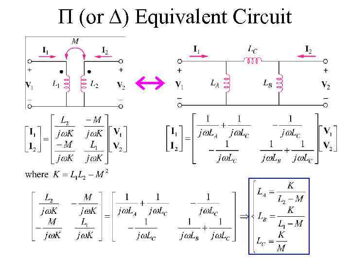 П (or ) Equivalent Circuit 
