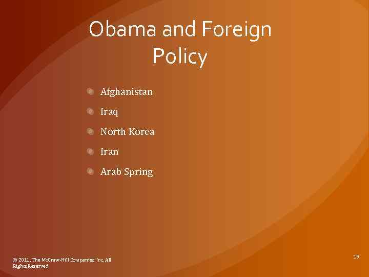 Obama and Foreign Policy Afghanistan Iraq North Korea Iran Arab Spring © 2011, The