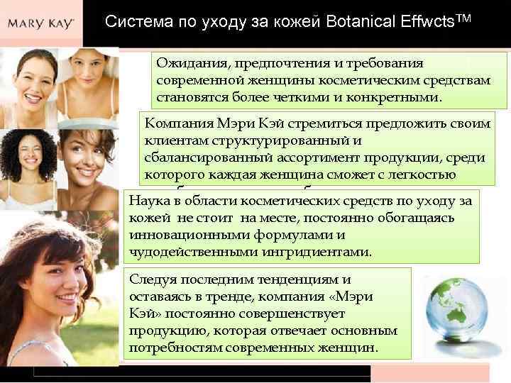 Система по уходу за кожей Botanical Effwcts. TM Ожидания, предпочтения и требования современной женщины