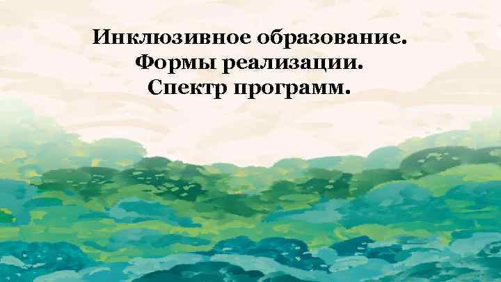 Инклюзивное образование. Формы реализации. Спектр программ. 