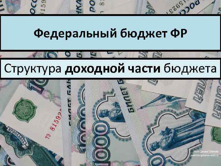 Федеральный бюджет ФР Структура доходной части бюджета 