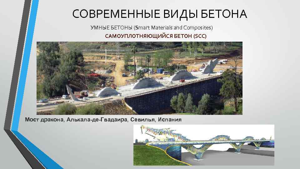 СОВРЕМЕННЫЕ ВИДЫ БЕТОНА УМНЫЕ БЕТОНЫ (Smart Materials and Composites) САМОУПЛОТНЯЮЩИЙСЯ БЕТОН (SCC) Мост дракона,