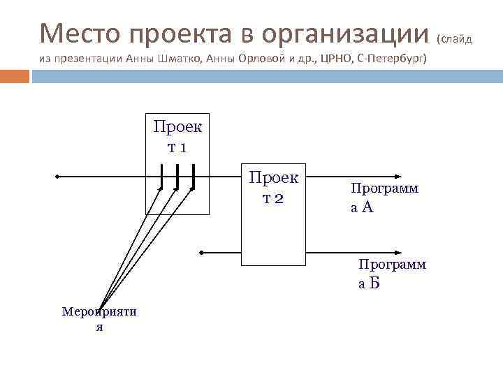 Место проекта в организации (слайд из презентации Анны Шматко, Анны Орловой и др. ,