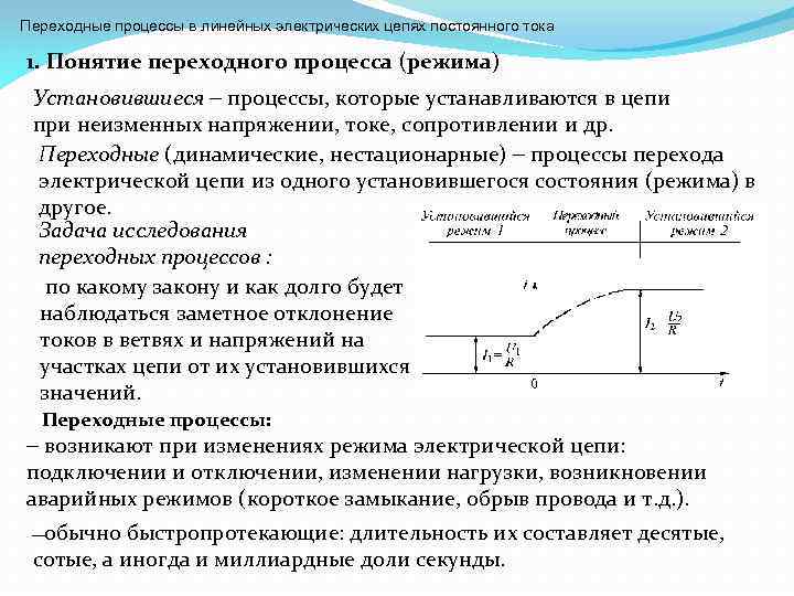 Как выглядела схема для снятия переходного процесса