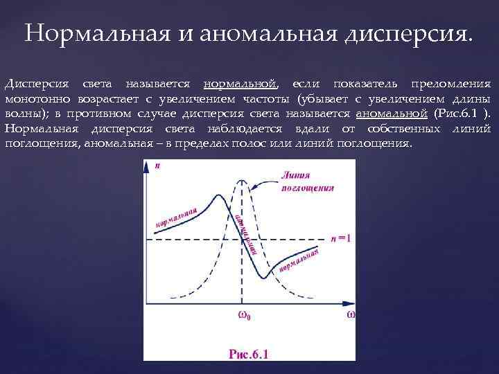 Дисперсией называется зависимость показателя преломления