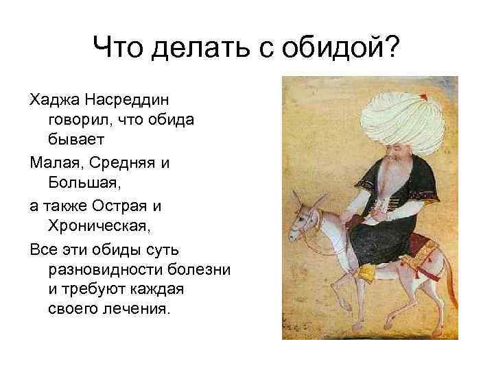 Что делать с обидой? Хаджа Насреддин говорил, что обида бывает Малая, Средняя и Большая,